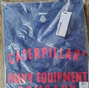 Men's CAT Caterpillar Tee Est Blue w/ emb Lettering NEW - XL